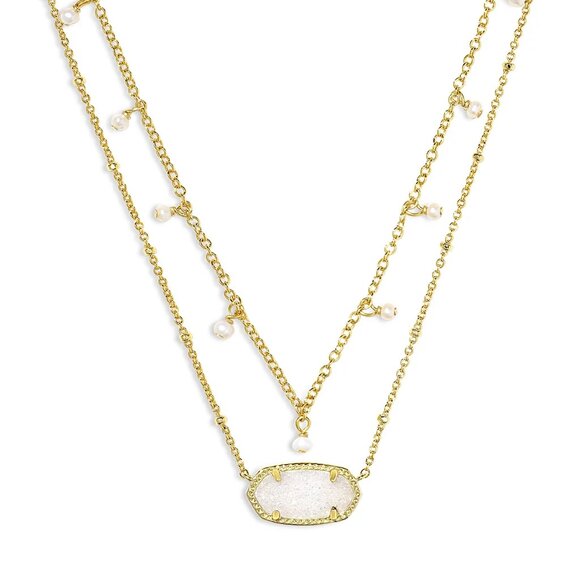 Kendra Scott Jewelry - Kendra Scott Elisa Pearl & Drusy Stone Adjustable Layered Necklace/NWT